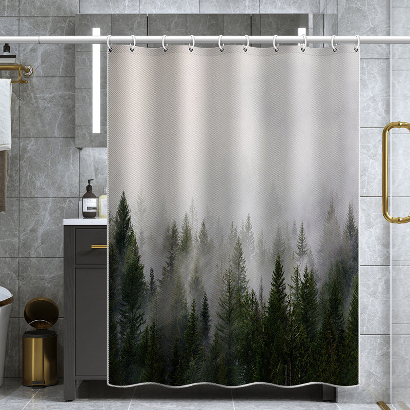 LB-344 100x180cm Mist Pine Forest Design Polyester Bath Curtain Waterproof Shower Curtains LB-344 100x180cm Mist Pine Forest Design Polyester Bath Curtain Waterproof Shower Curtains